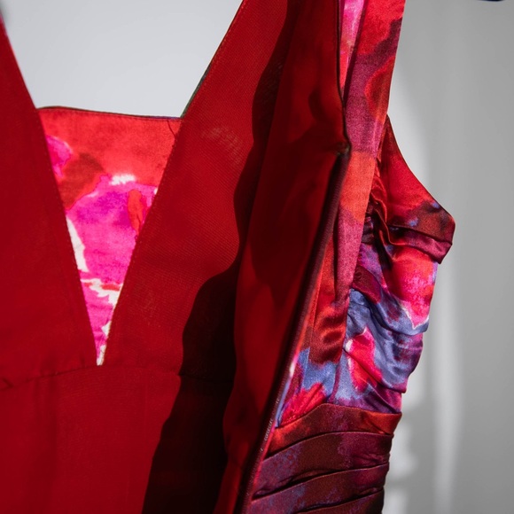 Banana Republic 100% Silk Red Abstract Watercolor Print Sleeveless Dress, Size 2 - Picture 11 of 13